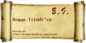 Bogye Izidóra névjegykártya